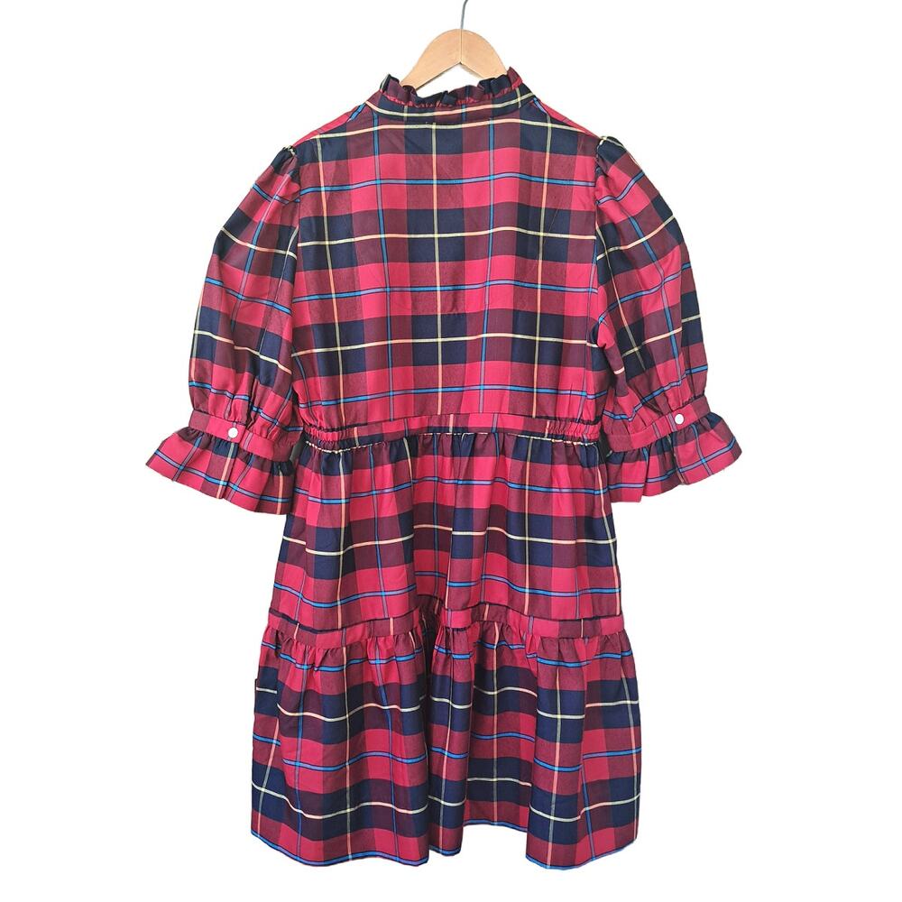 Gretchen Scott Teardrop Dress Plaidly Cooper  Red Plaid Size Large Preppy - Picture 11 of 12